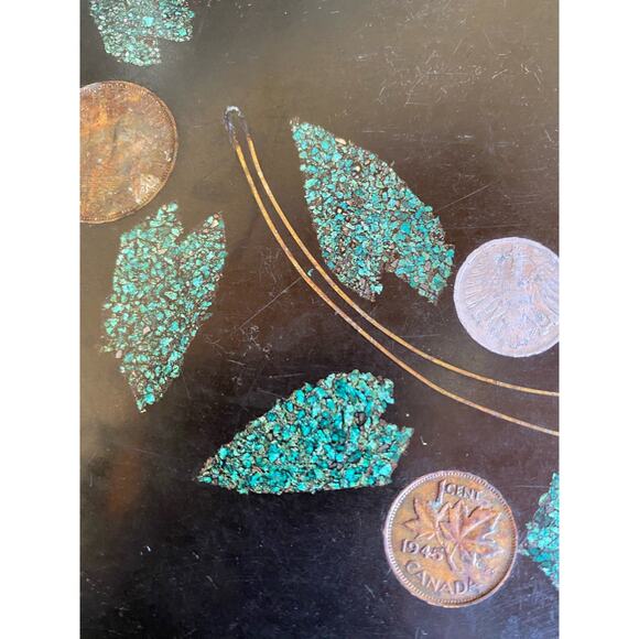 Ivy Couroc of Monterey CA Black Tray Vintage World Coins Historical‎ Mid Century - Picture 6 of 6